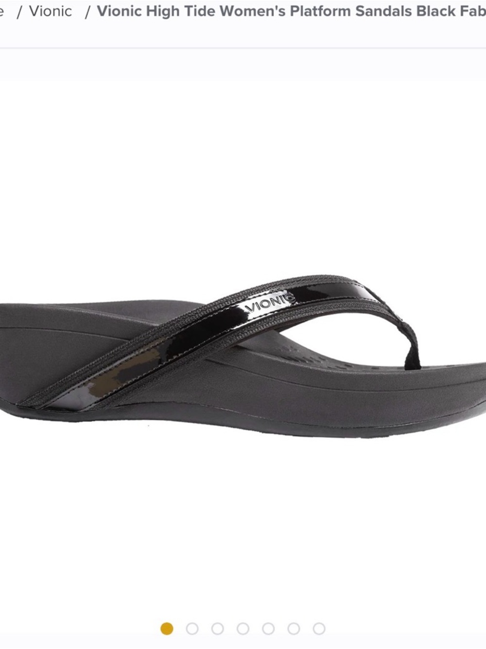 Vionic Black Patent High Tide Platform Flip Flops